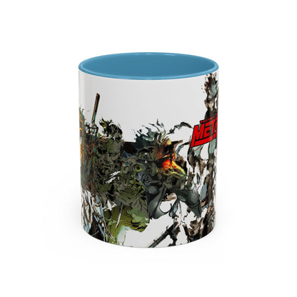 Metal Gear Fox Hound Accent Mug – 11oz & 15oz Colored Handle Coffee Cup – Tactical Gamer Gift for Fans