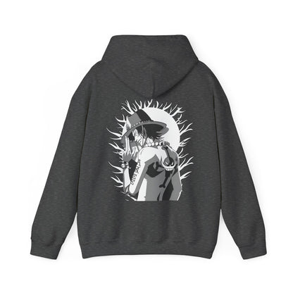 Portgas D. Ace One Piece Back Print Hoodie – 100% Cotton Anime Hoodie for Fire Fist Fans