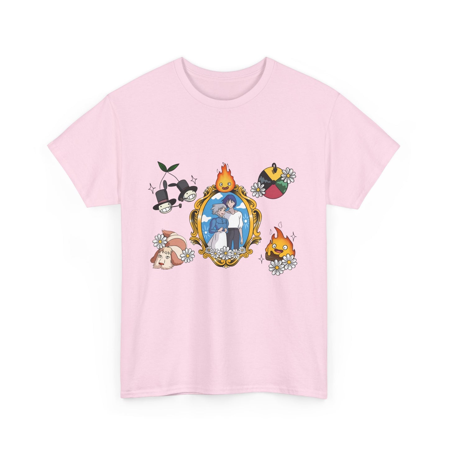 Howl Sophie Calcifer Shirt – Ghibli Anime Cotton T-Shirt for Fans