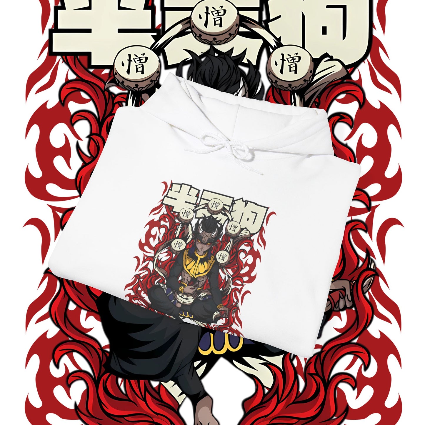 Hantengu Demon Slayer Moon Hoodie | 100% Cotton Anime Streetwear