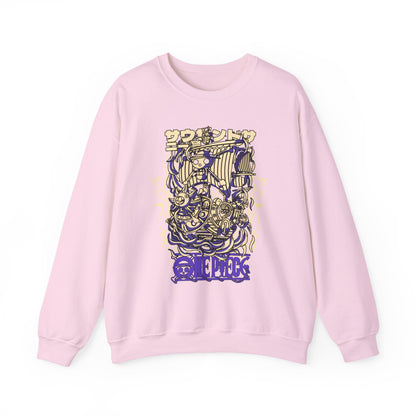 One Piece Ship Sweatshirt – 100% Cotton Anime Pullover Featuring Going Merry & Thousand Sunny