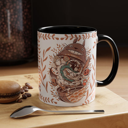 Totoro Matryoshka Accent Mug – 11oz & 15oz Studio Ghibli Inspired Coffee Cup with Color Handle
