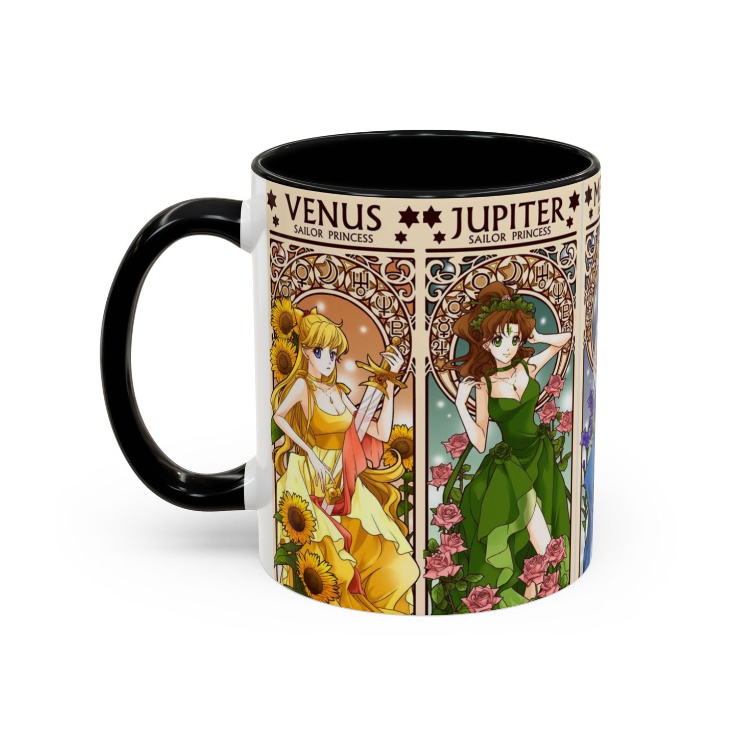 Sailor Moon Inner Guardians Accent Mug – Color Handle Anime Cup 11oz & 15oz – Magical Girl Coffee Gift