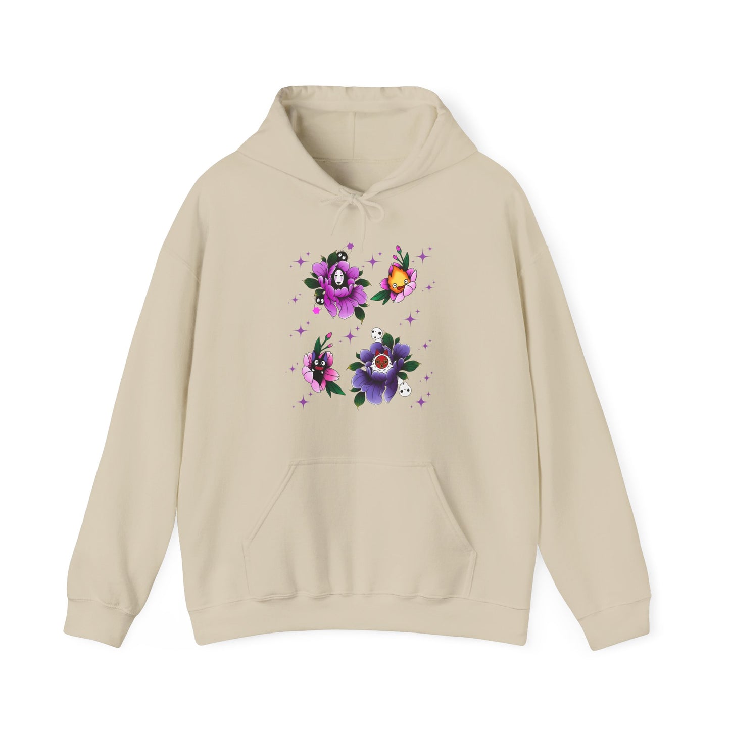 Studio Ghibli Flowers Hoodie – 100% Cotton Anime Floral Sweatshirt for Ghibli Fans