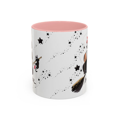 Kiki’s Delivery Service Accent Mug – 11oz & 15oz Ceramic Cup with Colored Handle – Studio Ghibli Anime Gift
