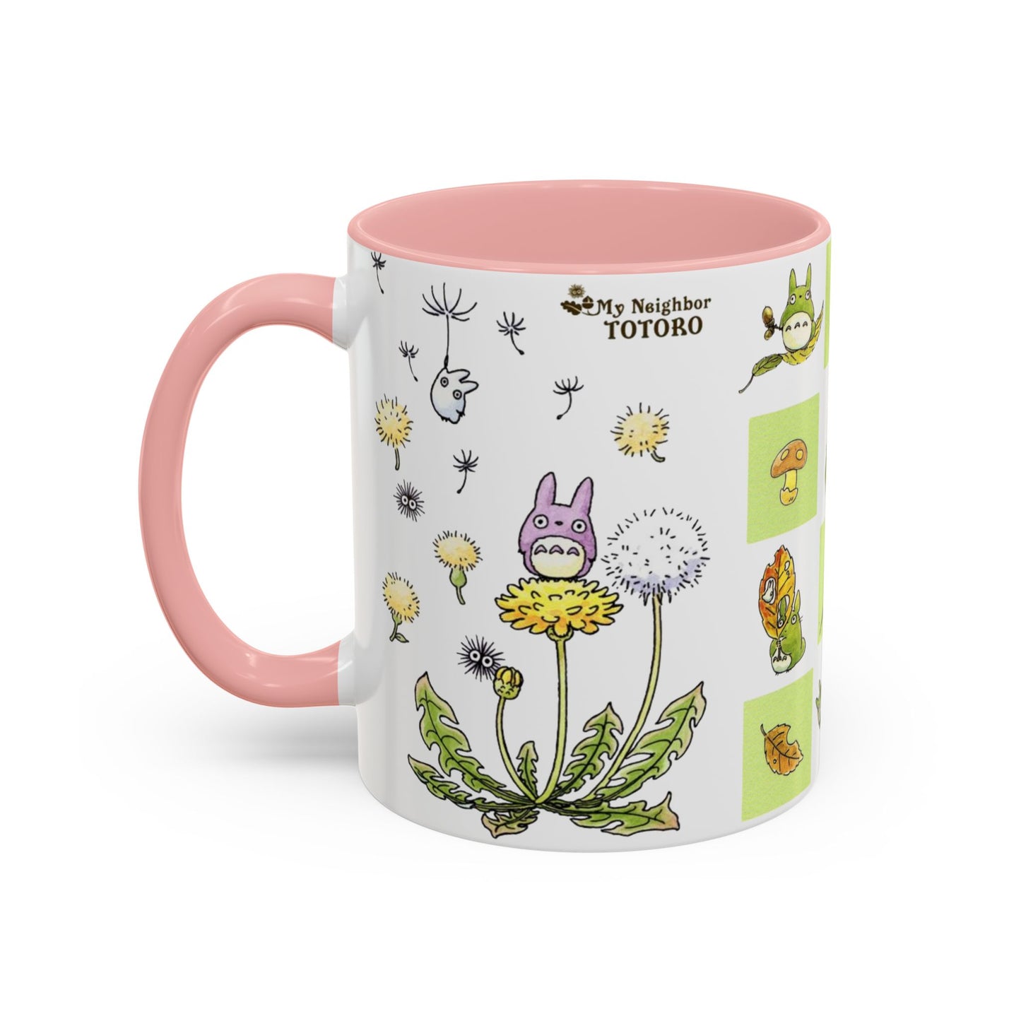 Totoro Green Accent Mug – Studio Ghibli Color Handle Coffee Cup – 11oz & 15oz Ceramic Gift for Anime Fans
