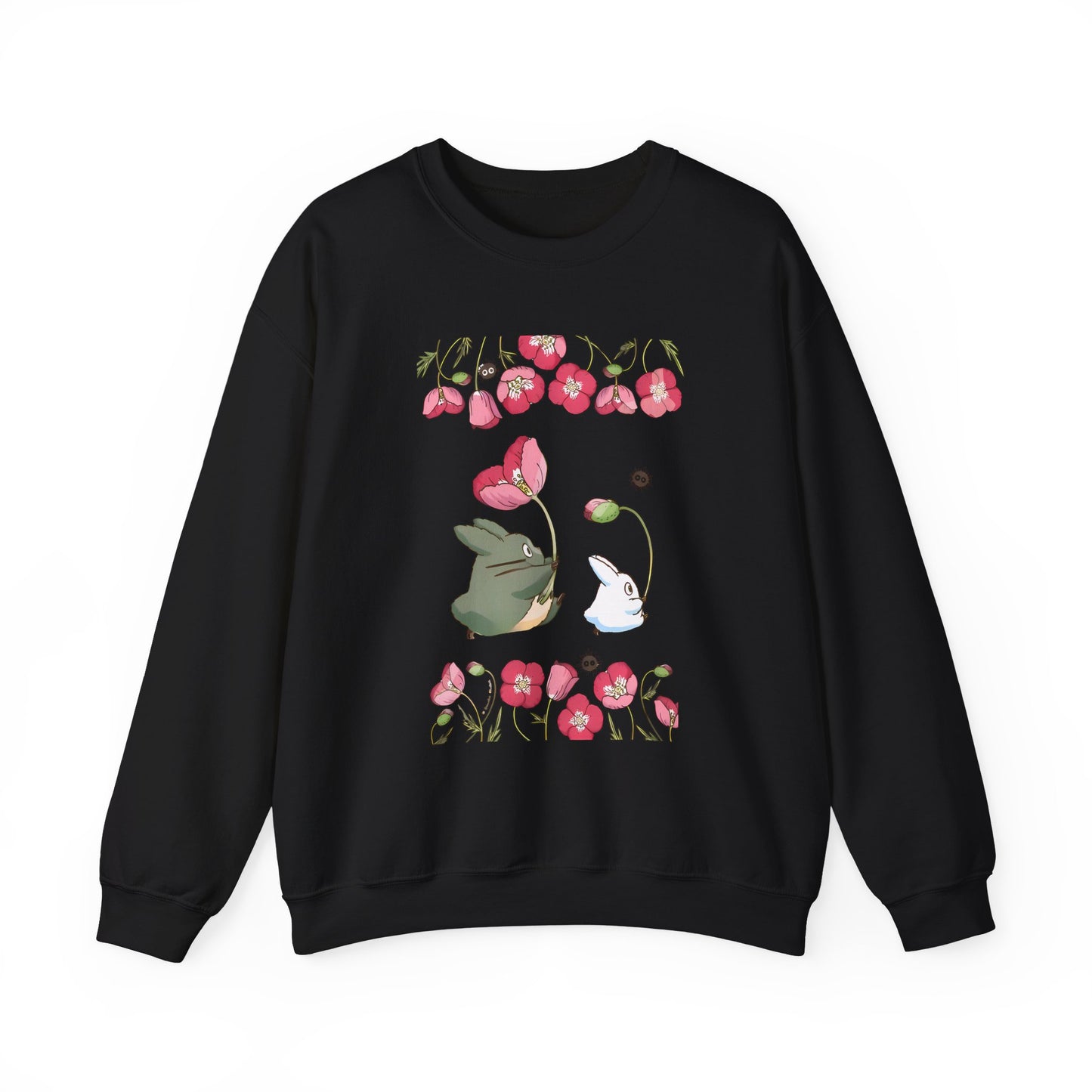 Totoro Cute Flowers Sweatshirt – 100% Cotton Studio Ghibli Cozy Anime Pullover