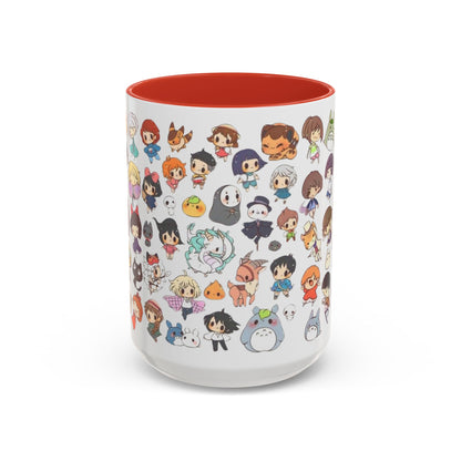 Studio Ghibli Chibi Characters Accent Mug – Color Handle Anime Cup – 11oz & 15oz Gift for Ghibli Fans