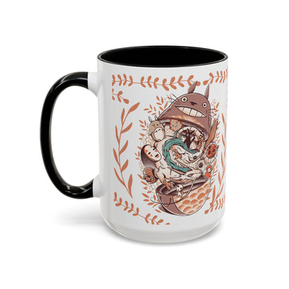Totoro Matryoshka Accent Mug – 11oz & 15oz Studio Ghibli Inspired Coffee Cup with Color Handle