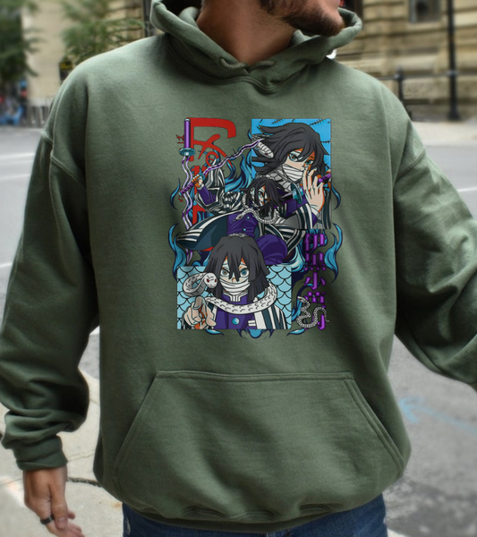 Obanai Iguro Demon Slayer Hoodie – 100% Cotton Serpent Hashira Anime Hoodie