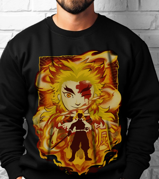 Kyojuro Rengoku Demon Slayer Sweatshirt – 100% Cotton Anime Pullover for Flame Hashira Fans
