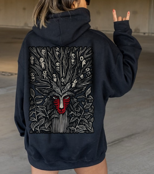 Forest Spirit Studio Ghibli Back Print Hoodie – 100% Cotton Anime Streetwear for Ghibli Fans