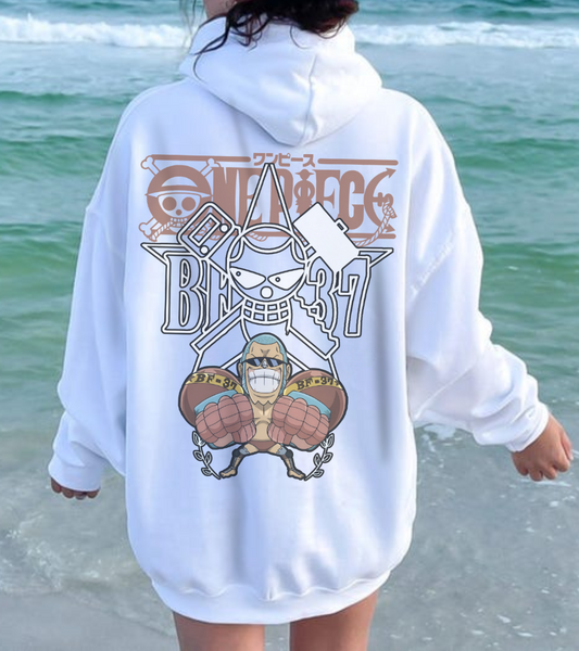 Franky One Piece Back Print Hoodie – 100% Cotton Anime Pullover for Super Fans