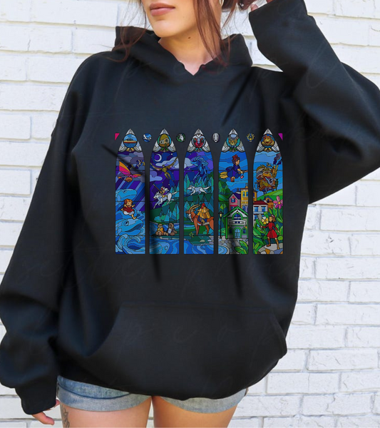 Studio Ghibli Stained Glass Hoodie – 100% Cotton Anime Hoodie with Vitral-Inspired Ghibli Art