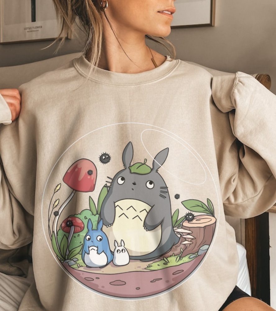 Totoro in a Bubble Sweatshirt – 100% Cotton Studio Ghibli Cozy Anime Pullover