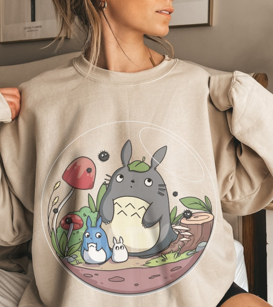Totoro in a Bubble Sweatshirt – 100% Cotton Studio Ghibli Cozy Anime Pullover