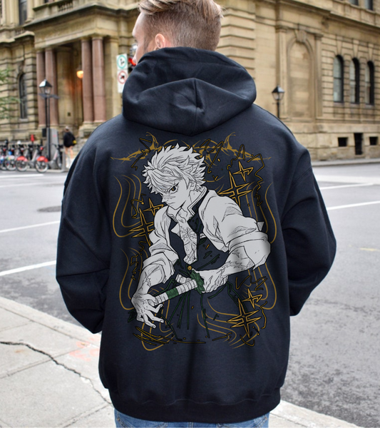 Sanemi Shinazugawa Back Print Hoodie – 100% Cotton Demon Slayer Streetwear for Anime Fans