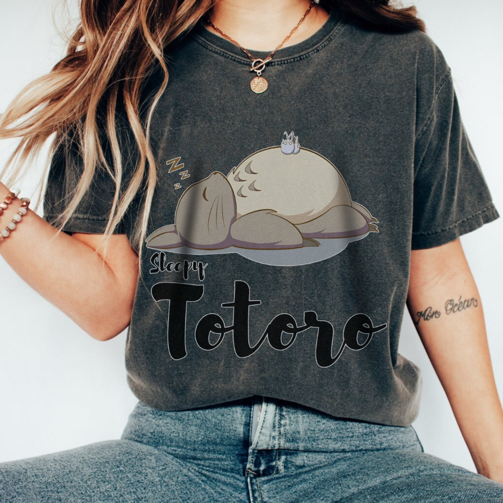 Sleepy Totoro T-Shirt – 100% Cotton Ghibli Tee for Cozy Anime Fans