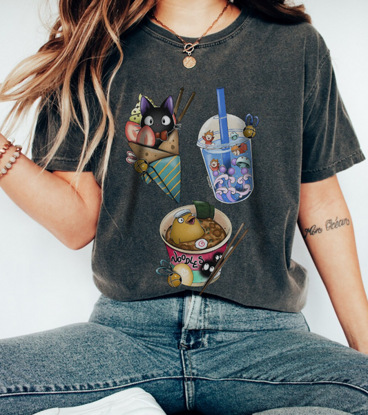 Studio Ghibli Food T-Shirt – 100% Cotton Anime Tee with Iconic Ghibli Dishes