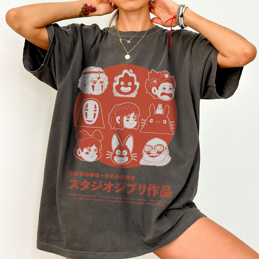 Ghibli Funny Faces T-Shirt 100% Cotton | Studio Ghibli Anime Tee