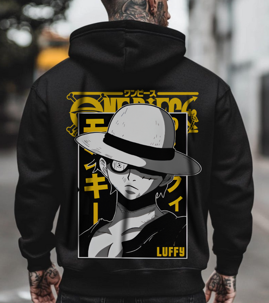 Luffy One Piece Back Print Hoodie – 100% Cotton Anime Sweatshirt for True Fans