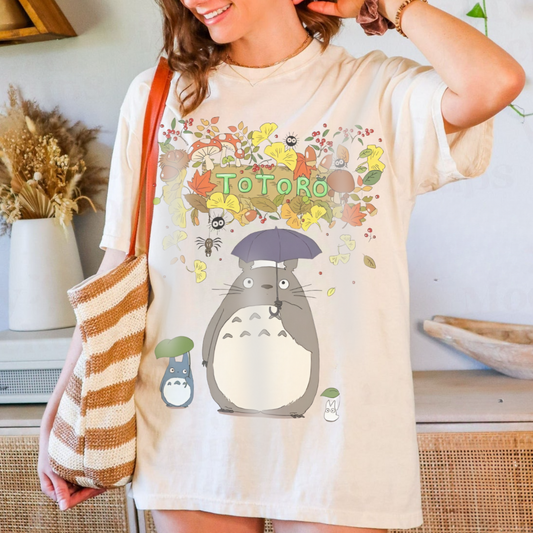 Totoro Flowers T-Shirt – 100% Cotton Studio Ghibli Floral Anime Tee