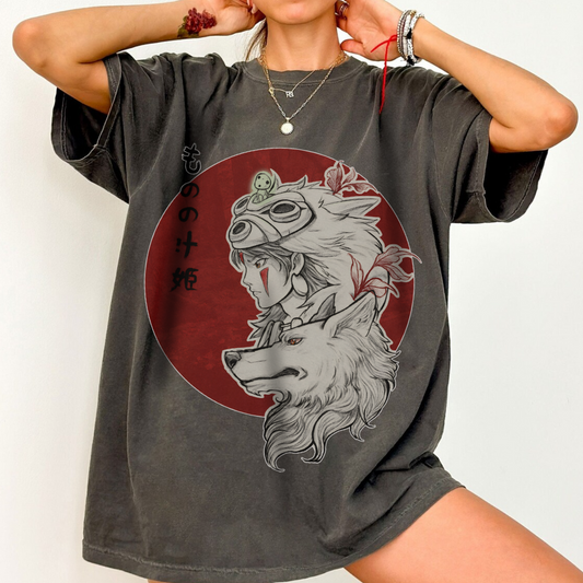 Princess Mononoke Red T-Shirt | Studio Ghibli Anime Cotton Tee