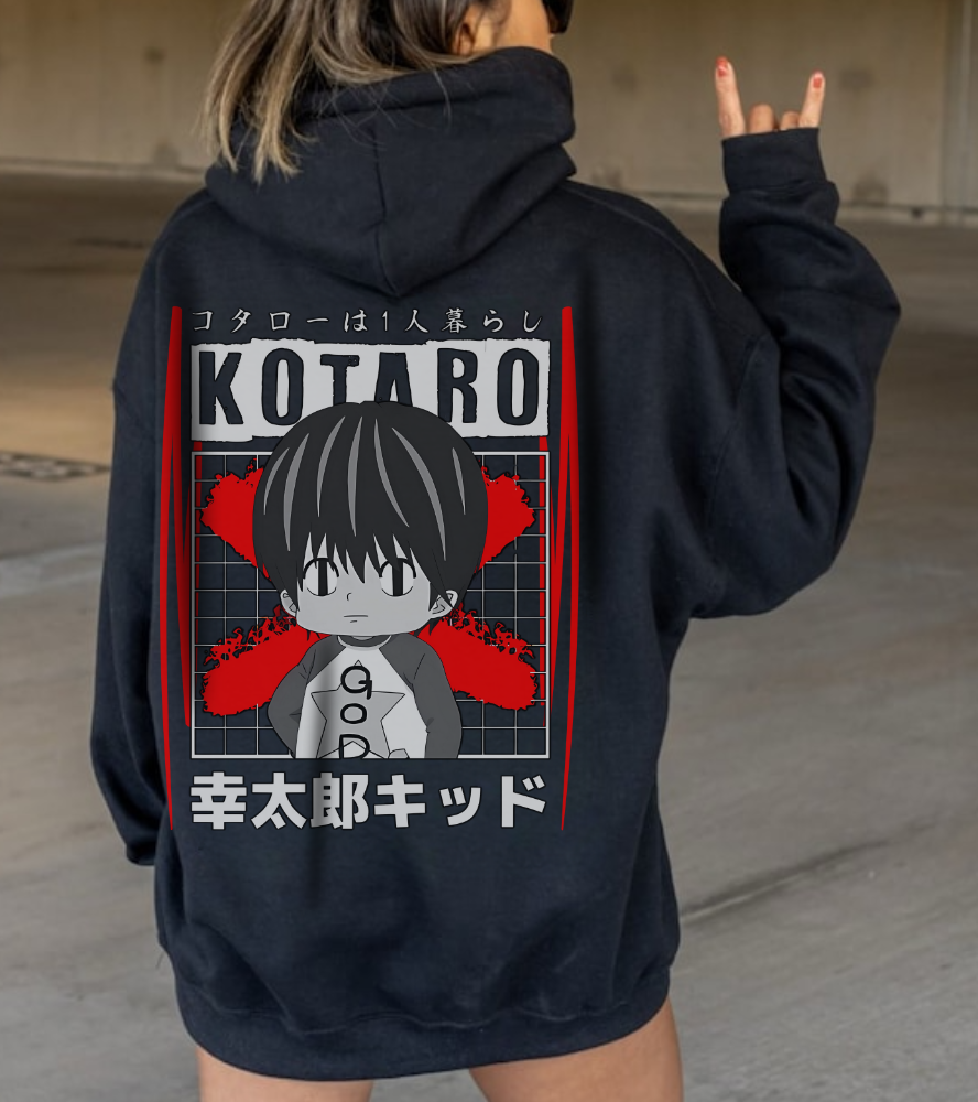 Kotaro Lives Alone Back Print Hoodie – 100% Cotton | Cozy Anime Hoodie for Fans of Kotaro’s Journey
