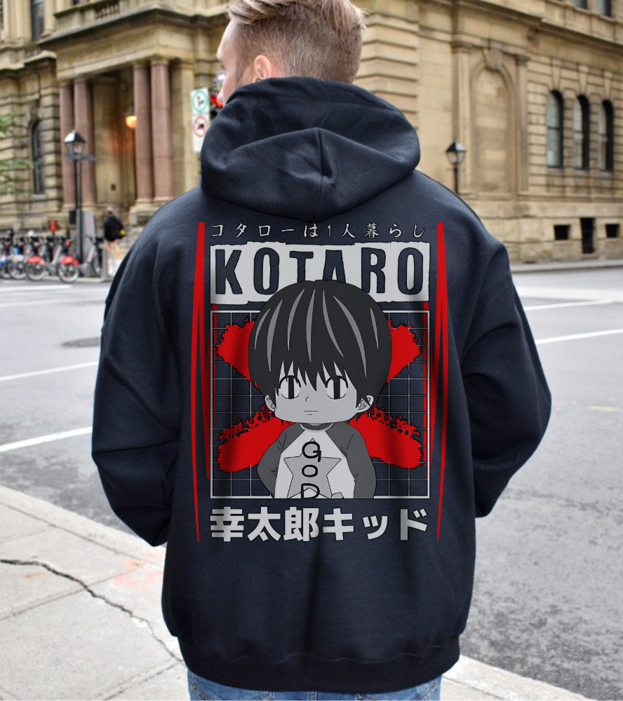 Kotaro Lives Alone Back Print Hoodie – 100% Cotton | Cozy Anime Hoodie for Fans of Kotaro’s Journey