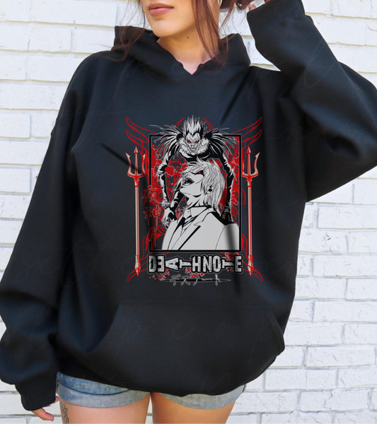 Death Note Anime Hoodie – 100% Cotton Pullover Featuring Light Yagami, L & Ryuk