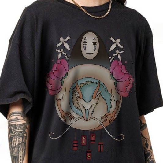 Spirited Away Decor T-Shirt 100% Cotton Studio Ghibli Anime Graphic Tee