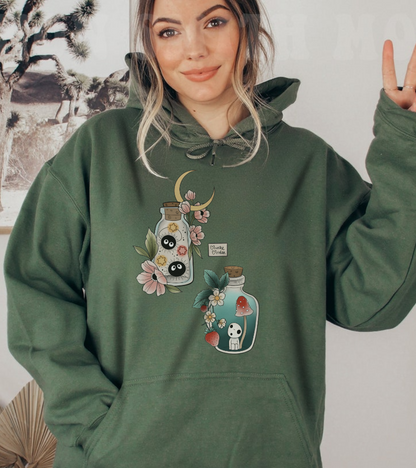 Soot Sprites Hoodie – 100% Cotton Gildan 18500 | Studio Ghibli Cute Anime Hoodie