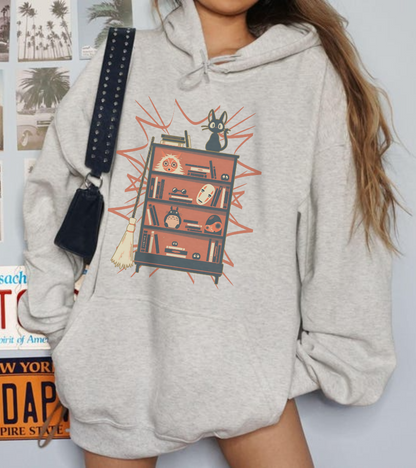 Jiji Hoodie – 100% Cotton Gildan 18500 | Kiki's Delivery Service Studio Ghibli Cute Anime Hoodie