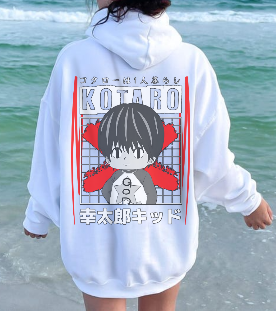 Kotaro Lives Alone Back Print Hoodie – 100% Cotton | Cozy Anime Hoodie for Fans of Kotaro’s Journey