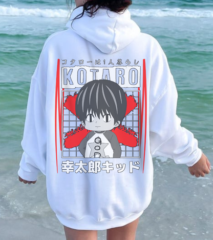 Kotaro Lives Alone Back Print Hoodie – 100% Cotton | Cozy Anime Hoodie for Fans of Kotaro’s Journey