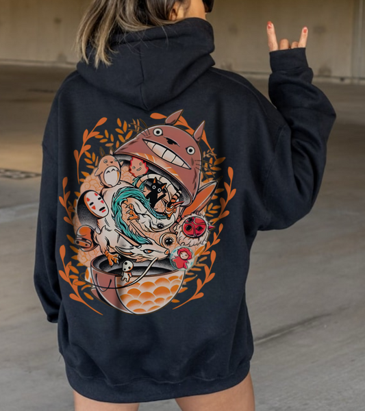 Totoro Matryoshka Back Print Hoodie – 100% Cotton Studio Ghibli Sweatshirt for Anime Fans