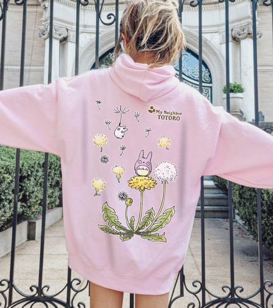 My Neighbor Totoro Woods Hoodie with Back Print – 100% Cotton Studio Ghibli Forest Design