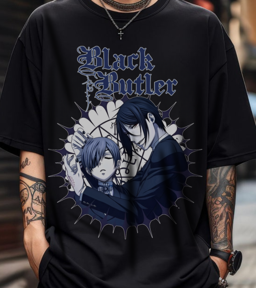 Black Butler T-Shirt – 100% Cotton Anime Tee Featuring Sebastian Michaelis