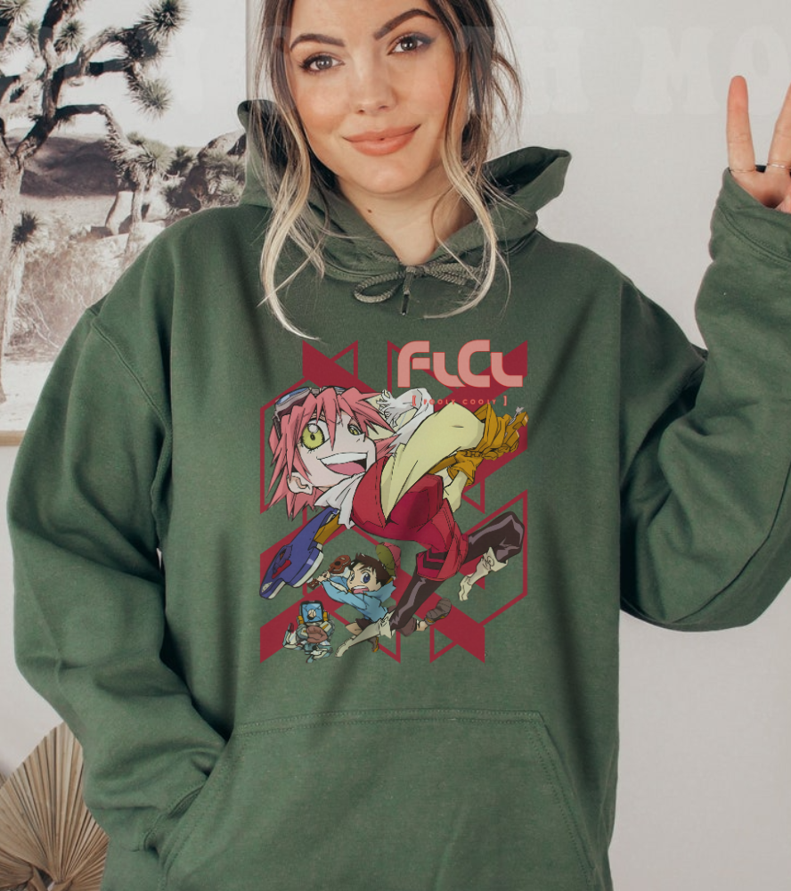 FLCL Hoodie – 100% Cotton Gildan 18500 | Fooly Cooly Classic Anime Hoodie for True Fans