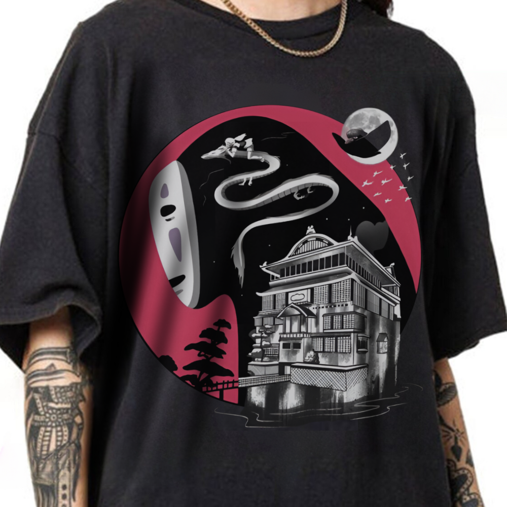 No Face Ghibli Art T-Shirt | Spirited Away Anime Cotton Tee