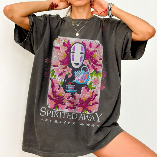 Spirited Away Tea Flowers T-Shirt | 100% Cotton Studio Ghibli Anime Tee