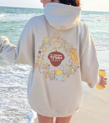 My Neighbor Totoro Back Print Hoodie – 100% Cotton Studio Ghibli Sweatshirt for Anime Fans