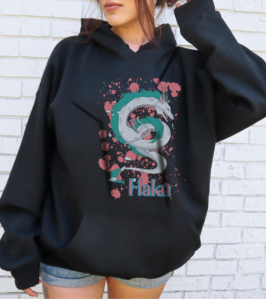Haku Hoodie – 100% Cotton Spirited Away Dragon Hoodie | Studio Ghibli Anime Apparel