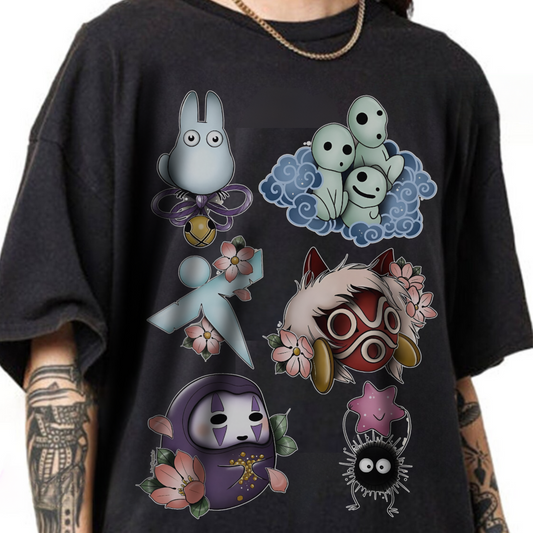 Ghibli Creatures Art T-Shirt | 100% Cotton Studio Ghibli Anime Tee