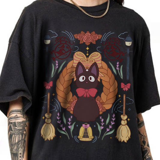 Jiji Collage T-Shirt – 100% Cotton Studio Ghibli Cat Tee