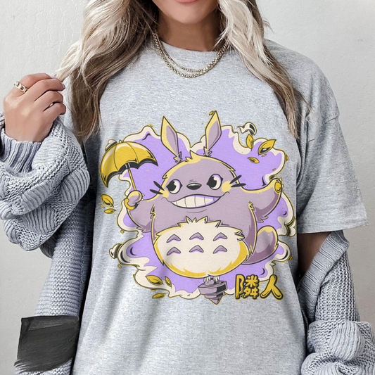 Totoro Purple Art T-Shirt 100% Cotton | Studio Ghibli Anime Tee