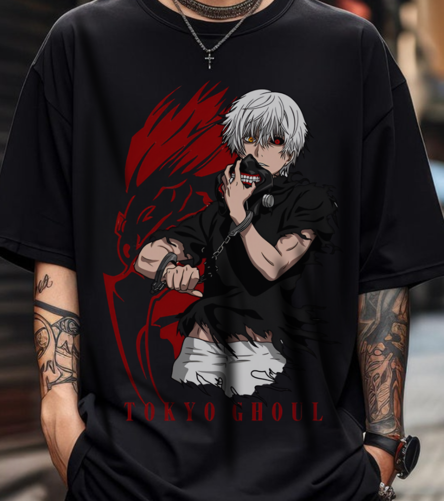 Ken Kaneki Tokyo Ghoul T-Shirt – 100% Cotton Anime Tee for Ghoul Fans