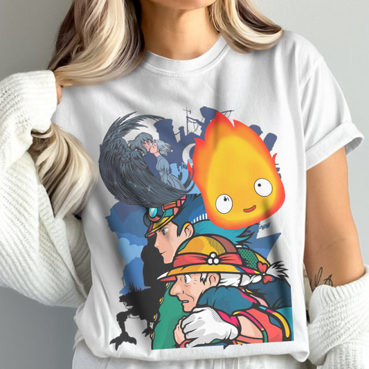 Howl’s Moving Castle T-Shirt 100% Cotton | Studio Ghibli Anime Colors Tee