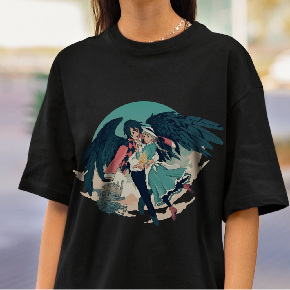 Howl And Sophie Picture T-Shirt | Studio Ghibli Cotton Anime Tee