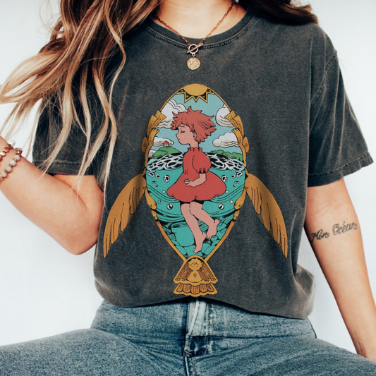 Ponyo Art T-Shirt – 100% Cotton Studio Ghibli Shirt for Anime Fans